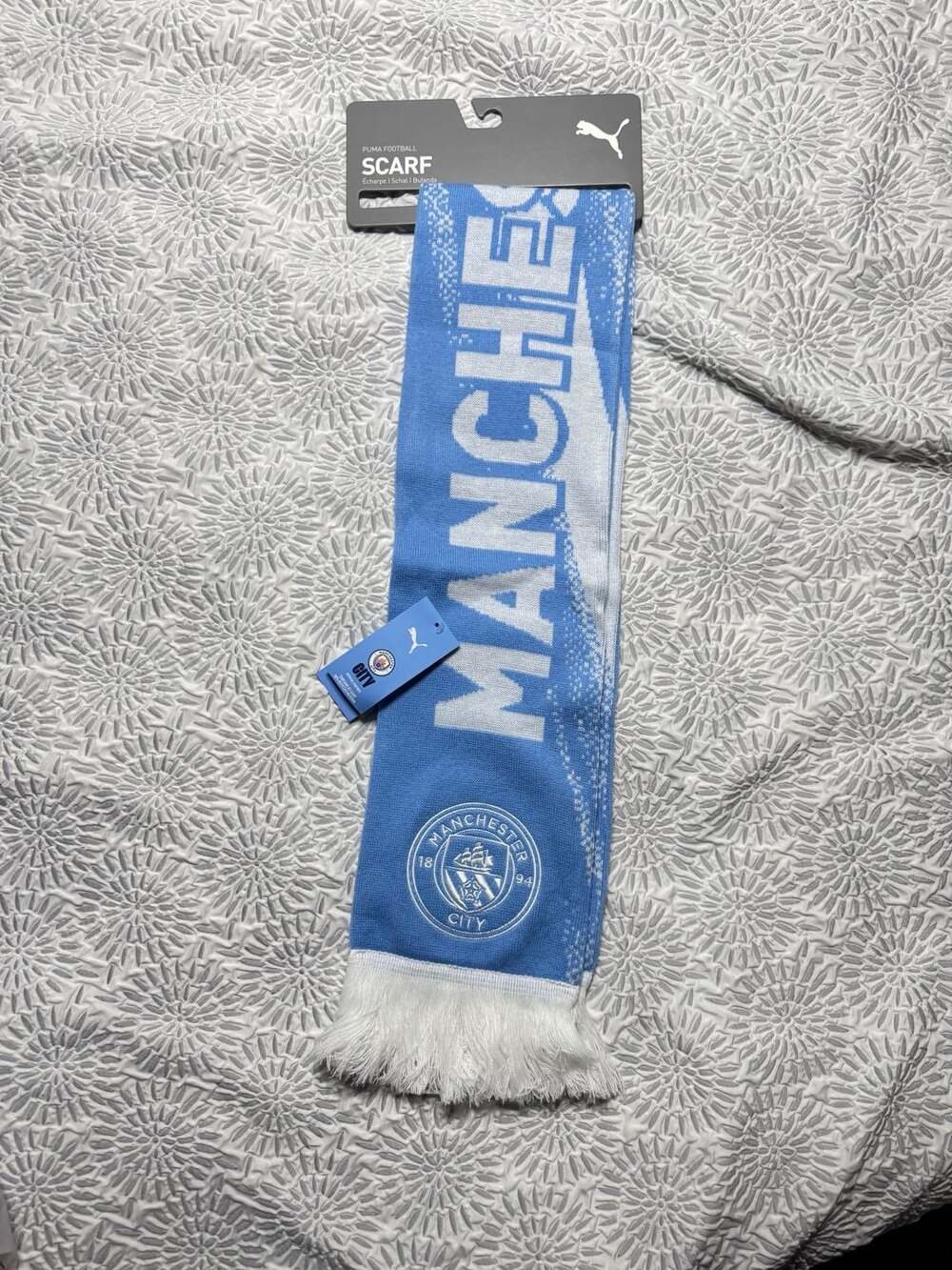 Puma Manchester City Scarf One Size Blue White Football Soccer Fan